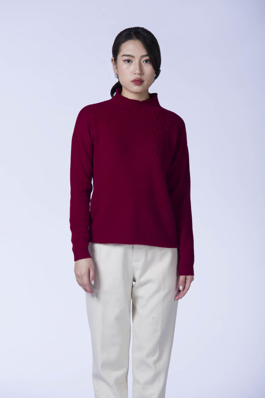 Mock Neck Cable Sweater